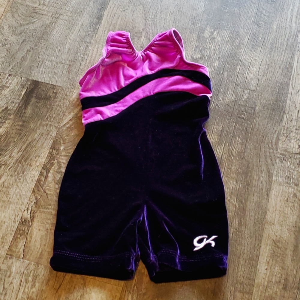GK Grape and Magenta Velvet Gymnastics Leo / Unitard